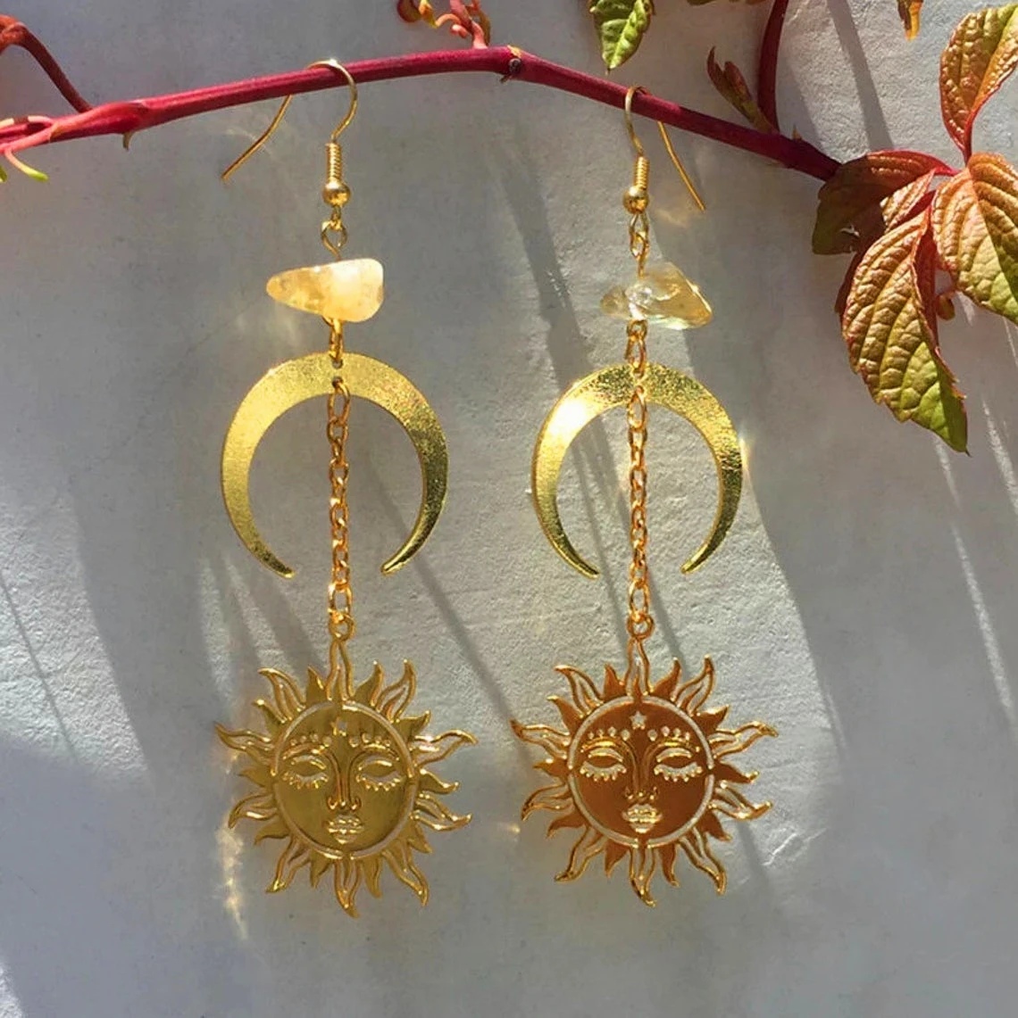 Sun and Moon Citrine Dangle Earrings,Crystal Earrings, Citrine Earrings,Boho Earrings,Witch Gifts, Gemstone Quartz Earrings
Sun and Moon Citrine Dangle Earrings,Crystal Earrings, Citrine Earrings,Boho Earrings,Witch Gifts, Gemstone Quartz Earrings