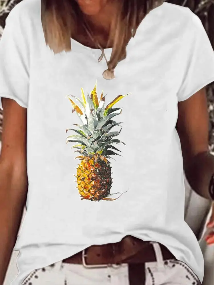 Print T Shirt Short Sleeve Clothes Summer Fashion Women Clothing Pineapple Watercolor Sweet Graphic T-shirt Kawaii Basic Tee Top
Print T Shirt Short Sleeve Clothes Summer Fashion Women Clothing Pineapple Watercolor Sweet Graphic T-shirt Kawaii Basic Tee Top