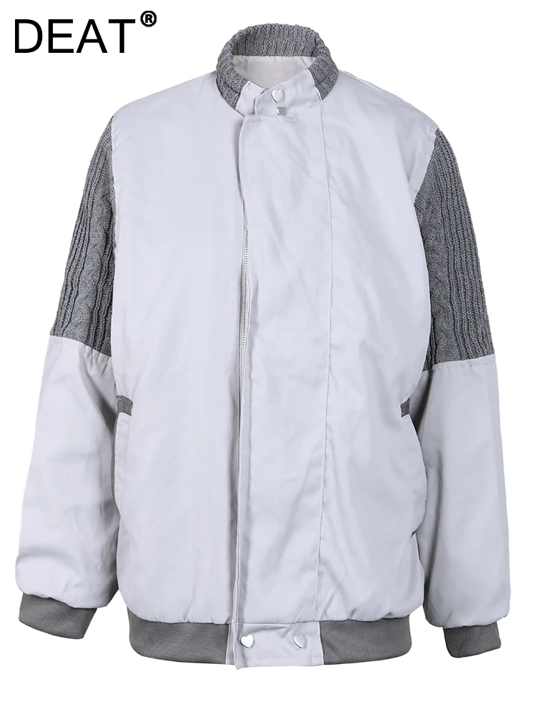 Женские куртки с воротником-стойкой DEAT, тонкая бейсбольная Униформа контрастных цветов с длинными рукавами, на молнии, зима 2023, CP1998