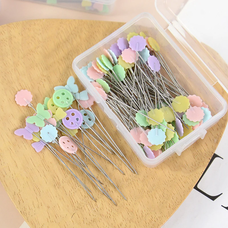 

100pcs Patchwork Pins Dressmaking Pins Sewing Embroidery Tools Fixed Metal Button Pins DIY Sewing Accessories