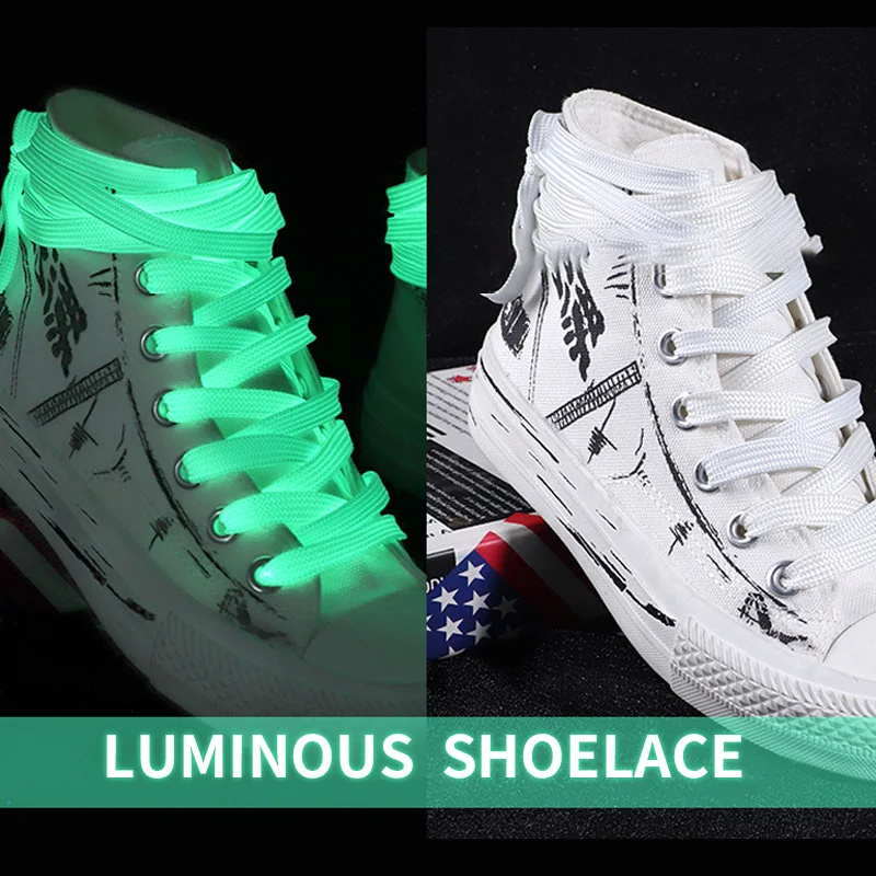 

1 Pair Luminous Shoelaces Flat Sneakers Canvas Shoe Laces Glow In The Dark Night Color Fluorescent Shoelace 80/100/120/140cm
