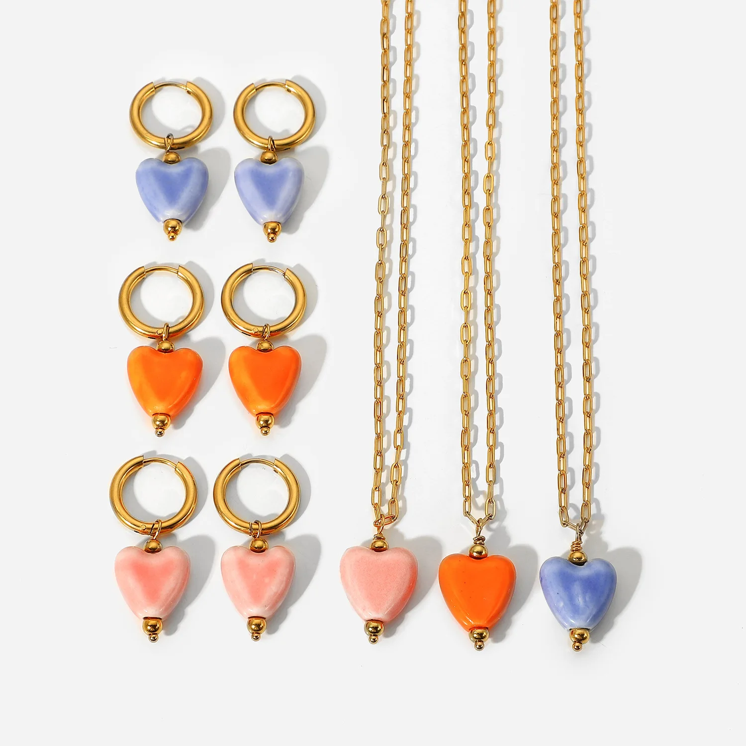 Stainless Steel PVD 18K Gold Plated Tarnish Waterproof Candy Color Heart Necklace For Woman Jewelry Wholesale Trendy
Stainless Steel PVD 18K Gold Plated Tarnish Waterproof Candy Color Heart Necklace For Woman Jewelry Wholesale Trendy