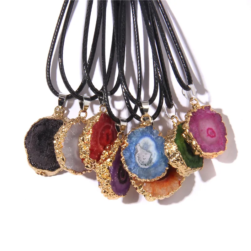 Slice Druzy Pendant Necklace Simple Natural Quart Colorful Charm Necklaces Agates Energy Necklace for Men Women Jewelry Gift
Slice Druzy Pendant Necklace Simple Natural Quart Colorful Charm Necklaces Agates Energy Necklace for Men Women Jewelry Gift