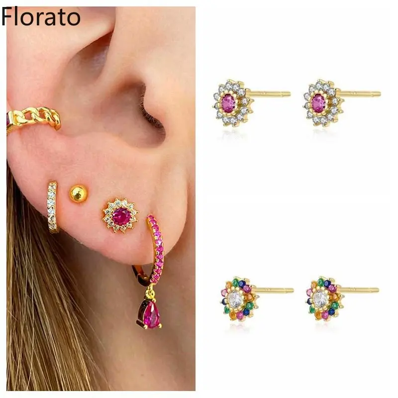 925 sterling silver earrings small flowers color studs earrings crystal zircon luxurious earrings for women fine fashion Jewelry
925 sterling silver earrings small flowers color studs earrings crystal zircon luxurious earrings for women fine fashion Jewelry