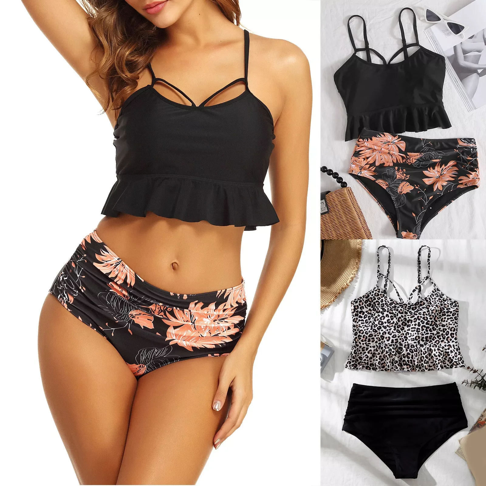 Leaf Print Ruffles Bikini Set Tankini Swimwear Women High Waist Women's Swimsuit Brazilian Bikinis Trajes De Baño Mujer
Leaf Print Ruffles Bikini Set Tankini Swimwear Women High Waist Women's Swimsuit Brazilian Bikinis Trajes De Baño Mujer