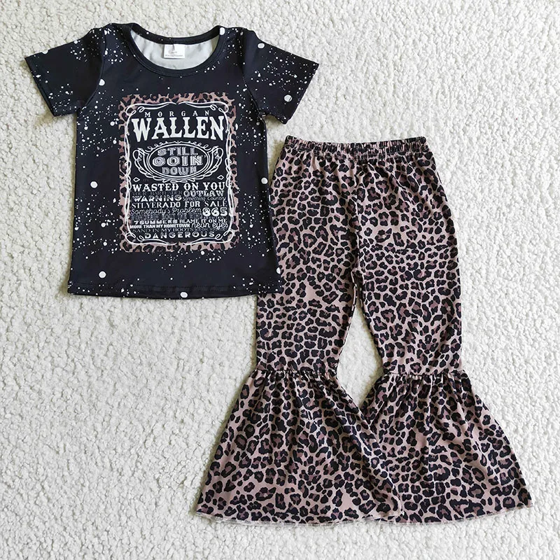 Baby boutique clothing singer black short sleeves shirt with leopard bell bottom pants two piece set wholesale kids clothing
Baby boutique clothing singer black short sleeves shirt with leopard bell bottom pants two piece set wholesale kids clothing