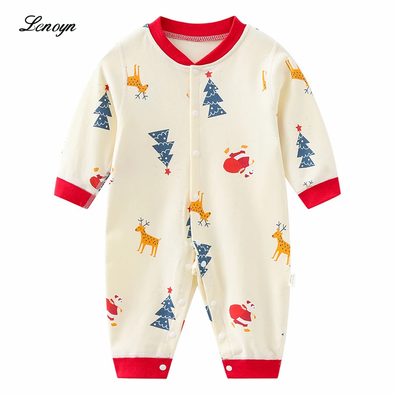 Детская цельная одежда из чистого хлопка с милым мультяшным принтом на выбор с шестью узорами