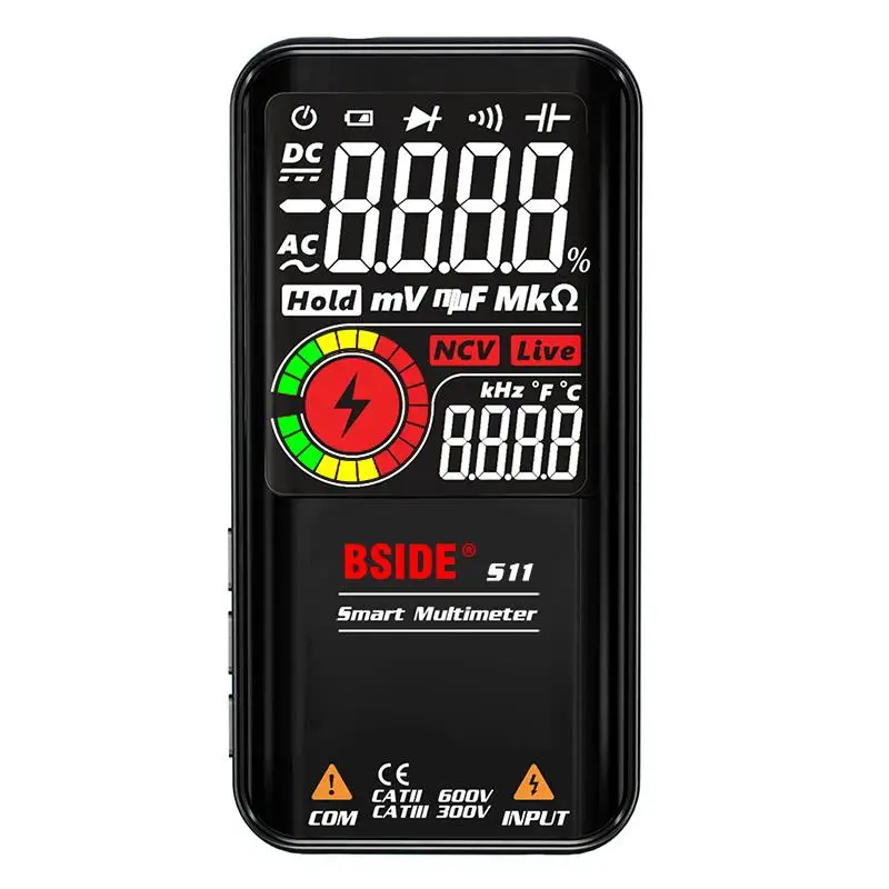 Цифровой умный мультиметр S10 S11 с цветным ЖК-дисплеем, 9999, цифровой тестер напряжения постоянного и переменного тока, конденсатор Ом, диода, ...
Цифровой умный мультиметр S10 S11 с цветным ЖК-дисплеем, 9999, цифровой тестер напряжения постоянного и переменного тока, конденсатор Ом, диода, ...
