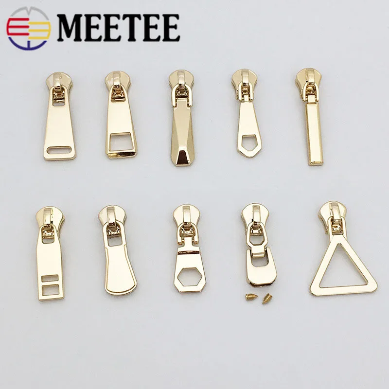 

Meetee 5# Auto Lock Zipper Sliders For Metal Zippers Coat Garment Zipper Head Pullers Zip Repair Kit DIY Bag Sewing Accessories