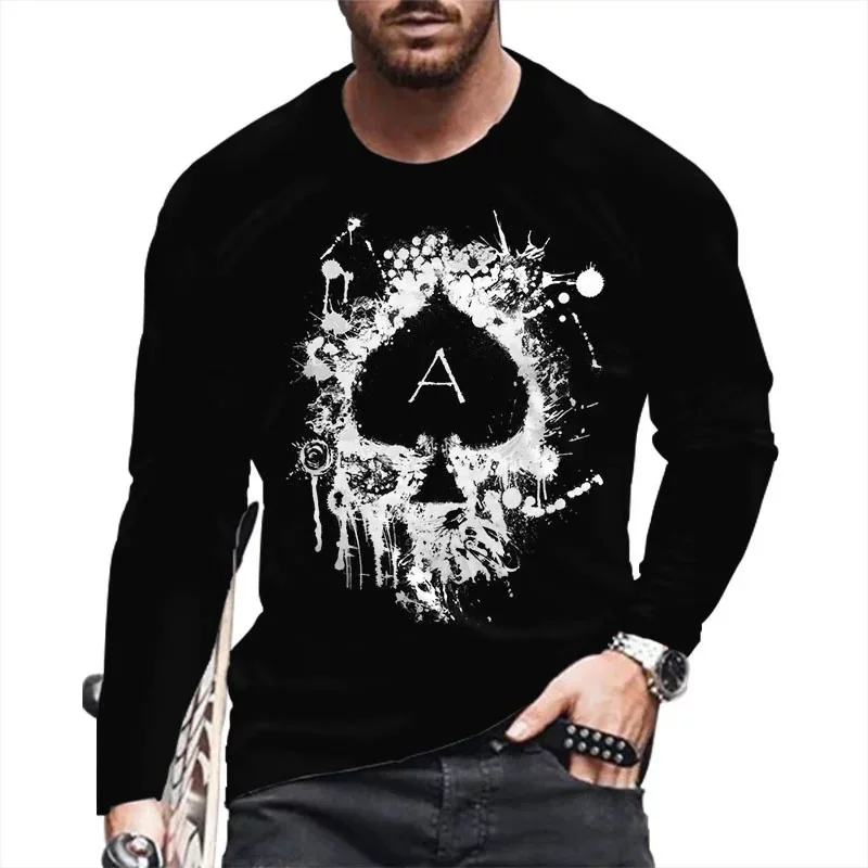 Poker pattern Men's T-shirt Street Hip Hop Style Cotton Long Sleeve Tops Fashion O-neck Pullover Retro Harajuku Long Sleeve Tees
Poker pattern Men's T-shirt Street Hip Hop Style Cotton Long Sleeve Tops Fashion O-neck Pullover Retro Harajuku Long Sleeve Tees