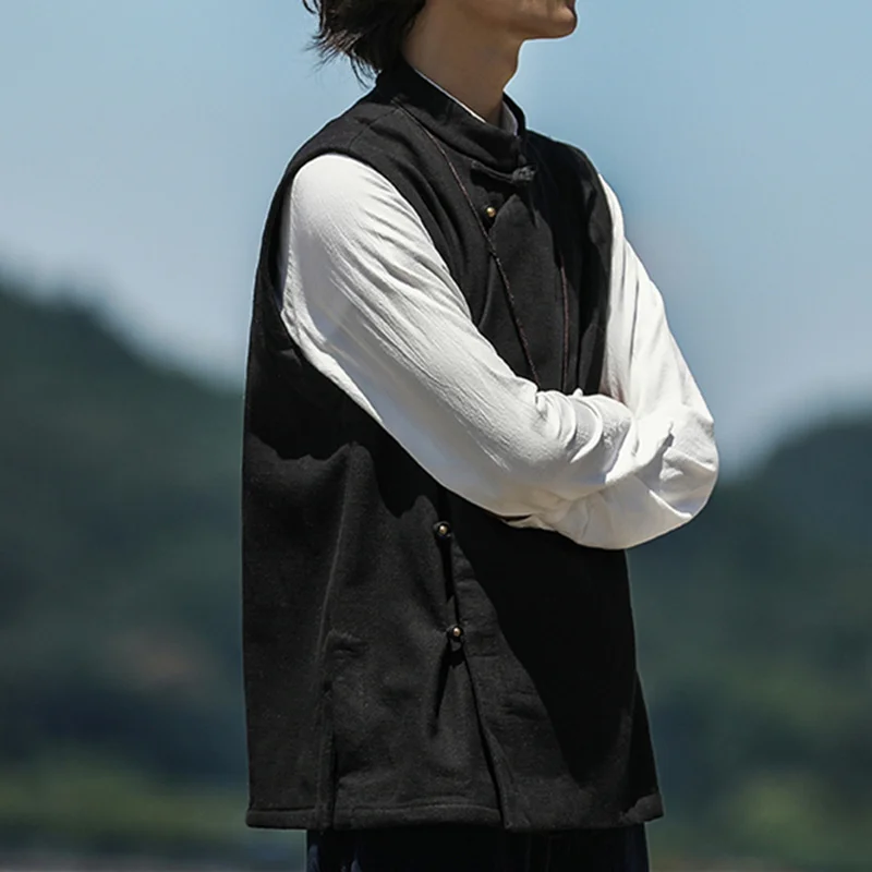 Retro Chinese Style Fleece Vest Men'S Clothing Autumn Winter Sleeveless Jacket Casual Traditional Tang Suit Plus Size Coats Male
Retro Chinese Style Fleece Vest Men'S Clothing Autumn Winter Sleeveless Jacket Casual Traditional Tang Suit Plus Size Coats Male