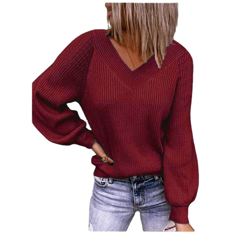 Casual Loose Red Knitted Women Sweater Autumn V Neck Long Sleeve Solid Color Pullovers Ribbed Vintage Jumper Winter Clothes
Casual Loose Red Knitted Women Sweater Autumn V Neck Long Sleeve Solid Color Pullovers Ribbed Vintage Jumper Winter Clothes