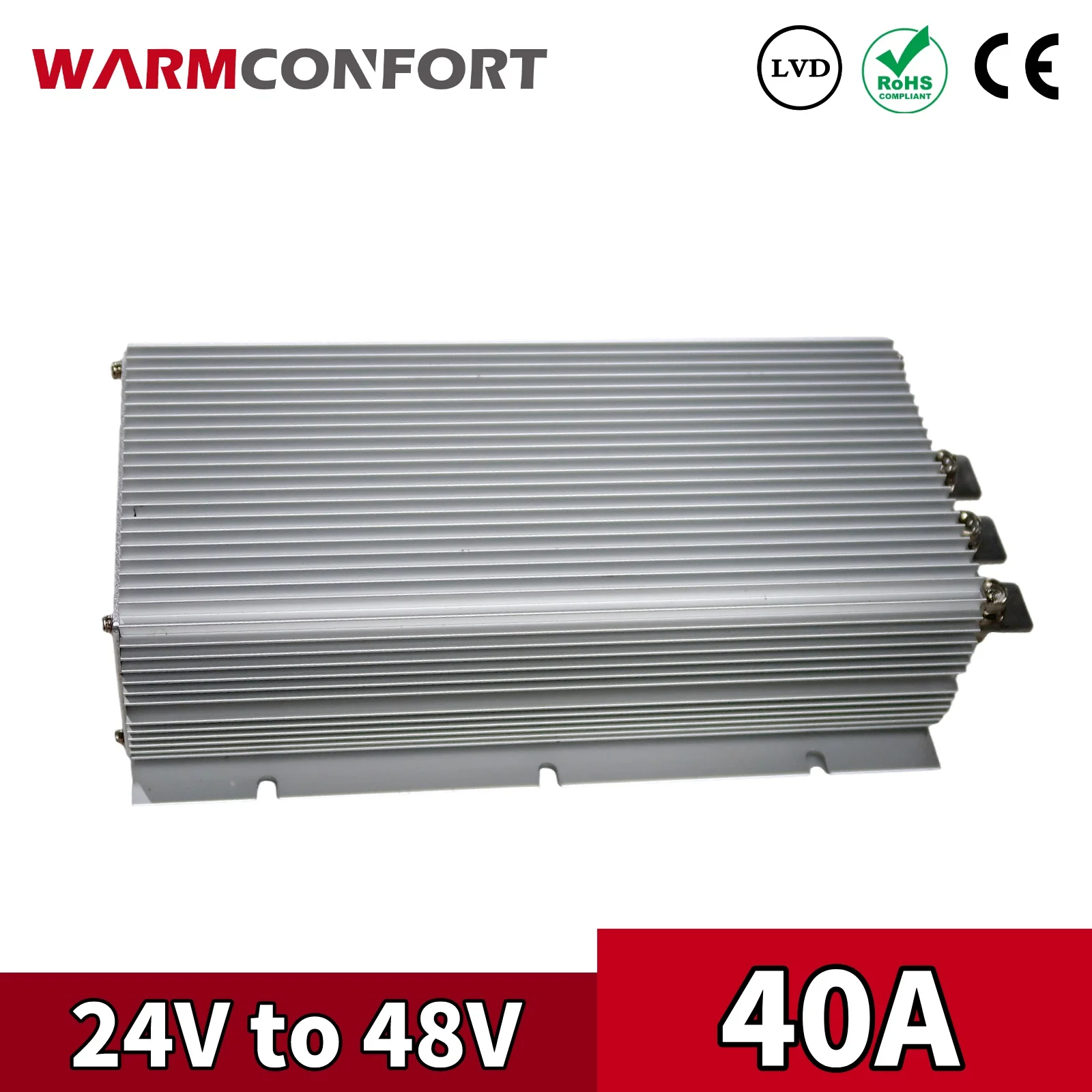 Warmconfort 24V to 48V 40A 1920W DC-DC Step-up High Power Converter Regulator Car Laptop Power Supply CE RoHS
Warmconfort 24V to 48V 40A 1920W DC-DC Step-up High Power Converter Regulator Car Laptop Power Supply CE RoHS