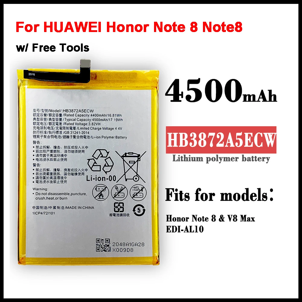 Оригинальный аккумулятор HB3872A5ECW 100% мАч для HUAWEI Honor Note 8 Note8
Оригинальный аккумулятор HB3872A5ECW 100% мАч для HUAWEI Honor Note 8 Note8