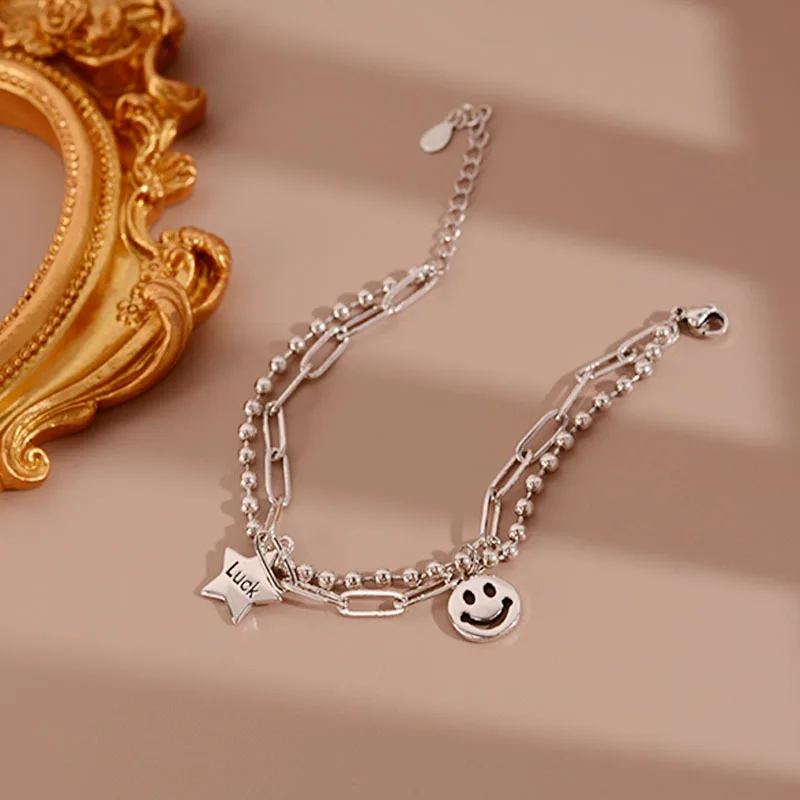Star and Smile Face Bracelet on Hand Fine Jewelry for Woman 2022 Trend Wholesale Accessories Women's Jewelry with Free Shipping
Star and Smile Face Bracelet on Hand Fine Jewelry for Woman 2022 Trend Wholesale Accessories Women's Jewelry with Free Shipping