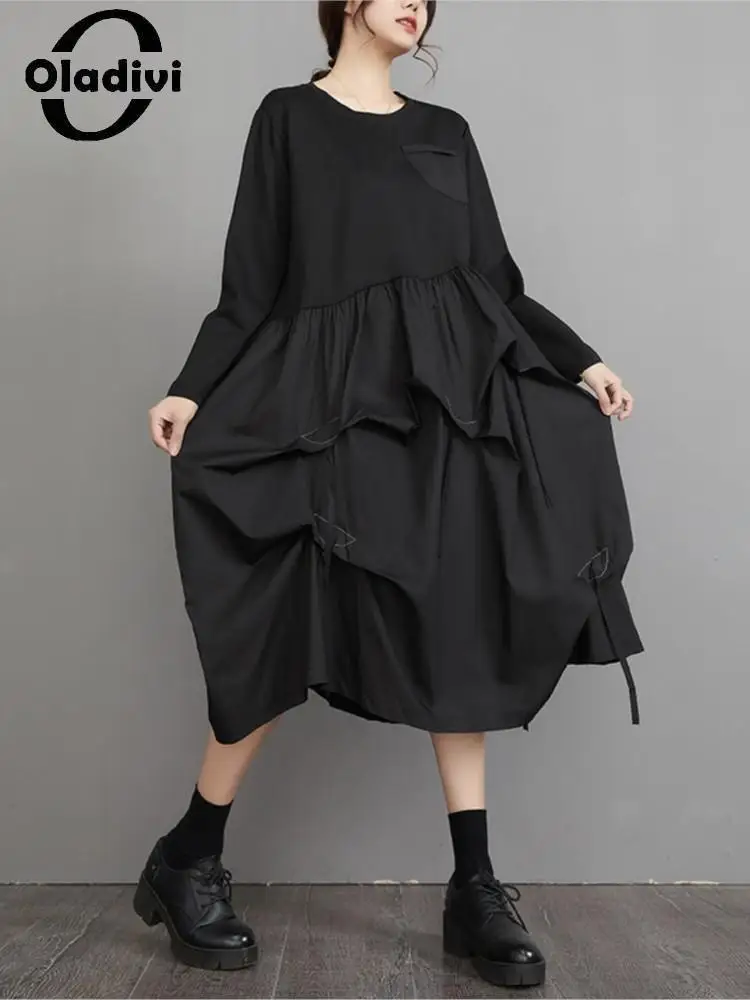 Oladivi Large Size Women Patchwork Pleated Dress 2022 Spring Autumn New Casual Loose Midi Dresses Oversized Clothing Tunics 6387
Oladivi Large Size Women Patchwork Pleated Dress 2022 Spring Autumn New Casual Loose Midi Dresses Oversized Clothing Tunics 6387