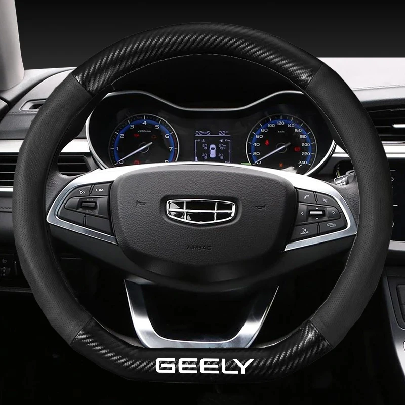 Carbon fiber leather Car steering wheel cover with Geely 3D Logo For geely emgrand gt gc9 gc6 ec718 ec7 ec8 ck GS GL Car
Carbon fiber leather Car steering wheel cover with Geely 3D Logo For geely emgrand gt gc9 gc6 ec718 ec7 ec8 ck GS GL Car