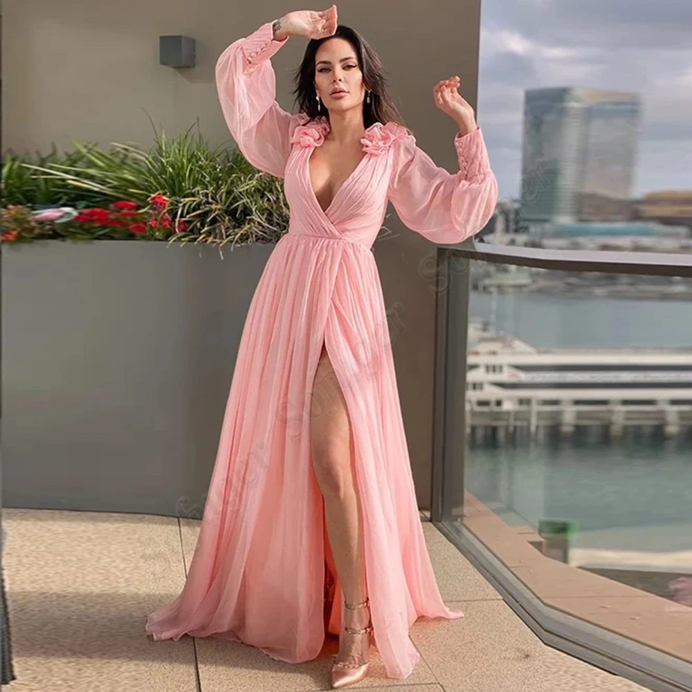 SOFUGE Gorgeous V-Neck Sexy Slit Evening Dresses For Women Pleat Formal Prom Full Sleeve Customized Vestidos De Noche
SOFUGE Gorgeous V-Neck Sexy Slit Evening Dresses For Women Pleat Formal Prom Full Sleeve Customized Vestidos De Noche
