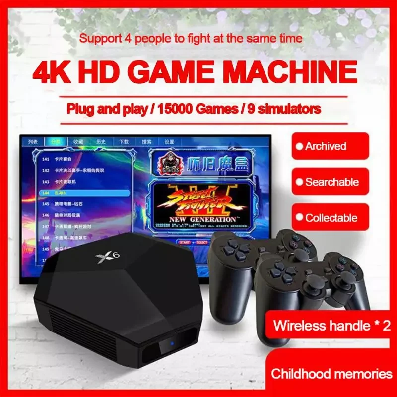NEW2023 X6 Box Game Console For PS1/MD/SFC/MAME 64GB Classic Retro 15000+ Games Super Console 4K Display On TV Projector Monito 
NEW2023 X6 Box Game Console For PS1/MD/SFC/MAME 64GB Classic Retro 15000+ Games Super Console 4K Display On TV Projector Monito