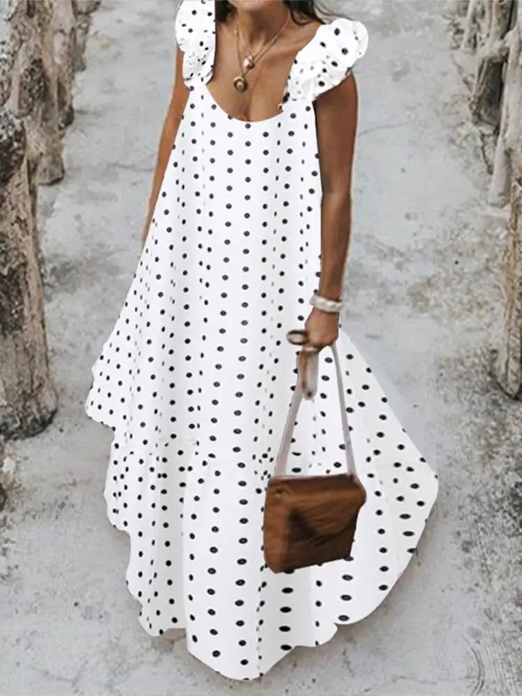 ZANZEA 2022 Summer Leopard Sundress Women Bohemian Polka Printed Maxi Dress Casual Female Sleeveless Robe Long Ruffles Vestidos
ZANZEA 2022 Summer Leopard Sundress Women Bohemian Polka Printed Maxi Dress Casual Female Sleeveless Robe Long Ruffles Vestidos