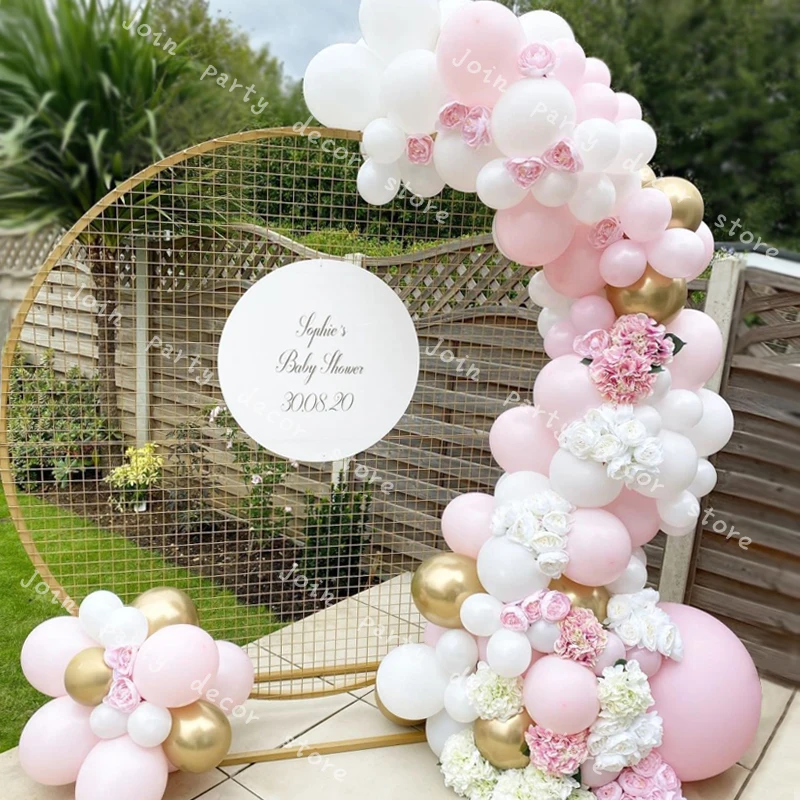 

Pastel Balloons Arch Baby Kids Metal Ballons Garland Baptism Girl Macaron Balloon Arches Kit Pink and White Birthday Party Decor