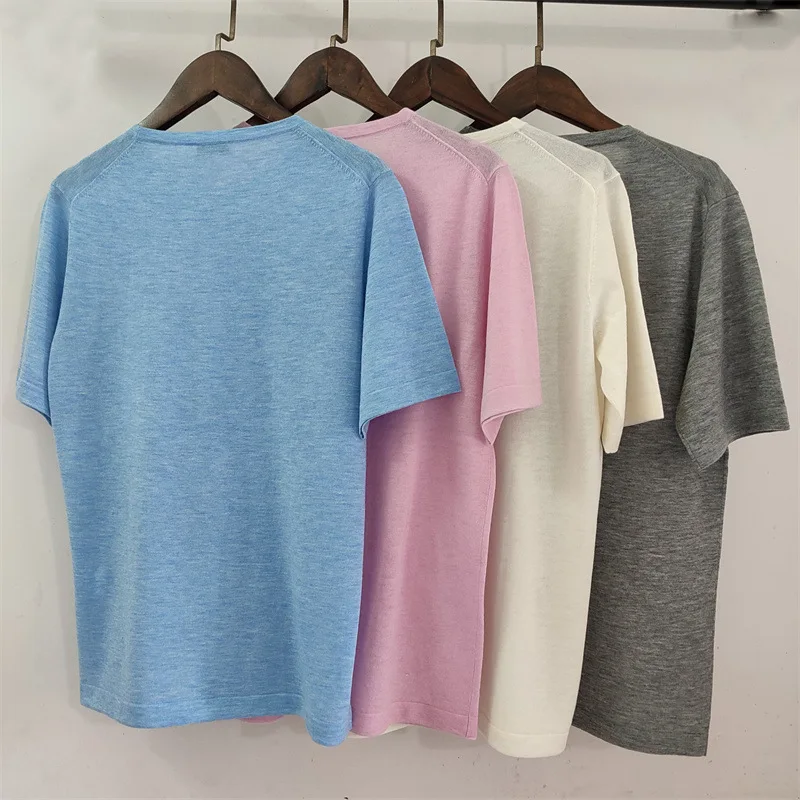 18 Needle 80 Count 100 Worsted Cashmere Round Neck Loose Short Sleeve Commuter TSHIRT
18 Needle 80 Count 100 Worsted Cashmere Round Neck Loose Short Sleeve Commuter TSHIRT