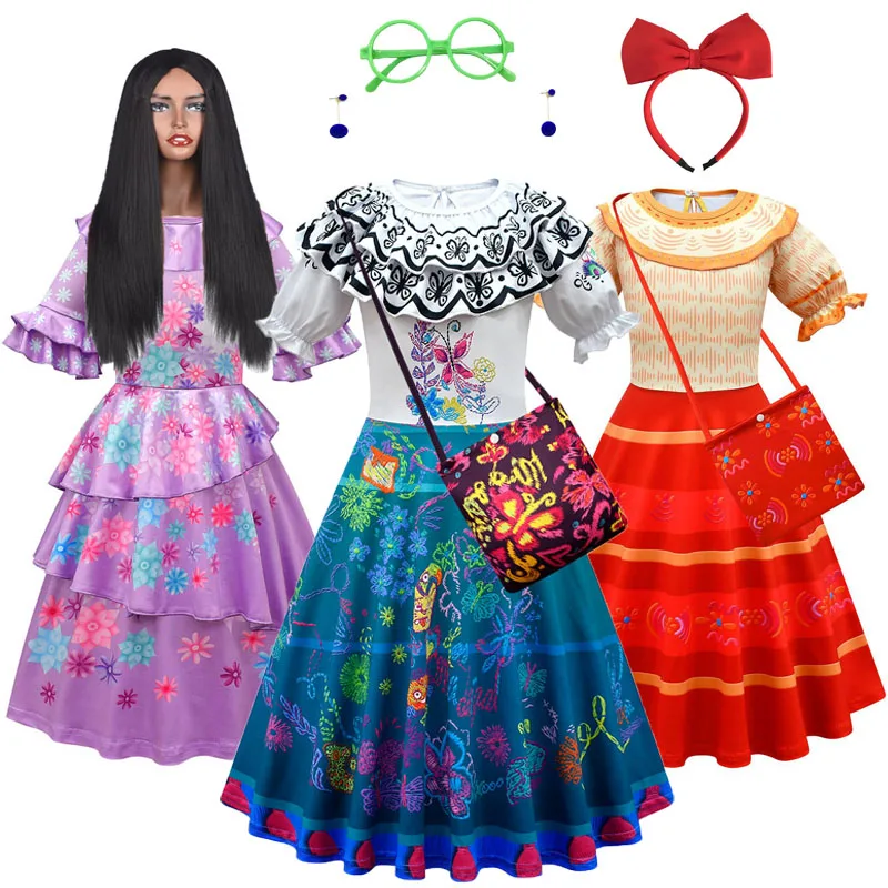 Encanto Madrigal Cosplay Costume Girl Dress Fancy Dresses for Carnival Halloween Princess Dress Glasses Earrings Mirabel Costume
Encanto Madrigal Cosplay Costume Girl Dress Fancy Dresses for Carnival Halloween Princess Dress Glasses Earrings Mirabel Costume