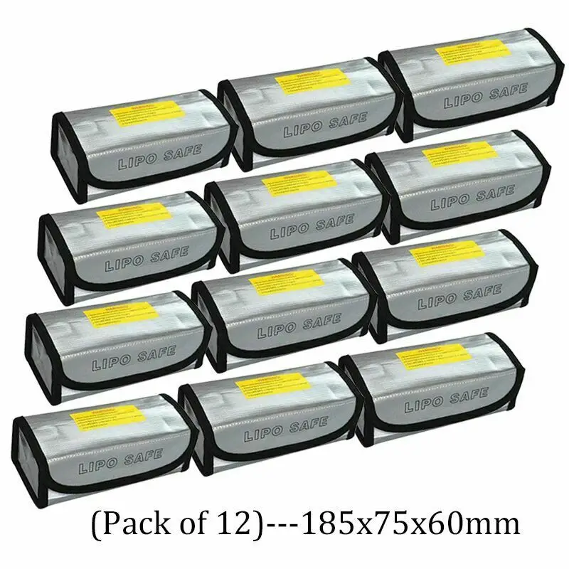 Wholesale 12pcs 185x75x60mm Explosion-proof Lipo Battery Portable Fireproof Safety Bag Fire Resistant For RC Lipo Battery
Wholesale 12pcs 185x75x60mm Explosion-proof Lipo Battery Portable Fireproof Safety Bag Fire Resistant For RC Lipo Battery