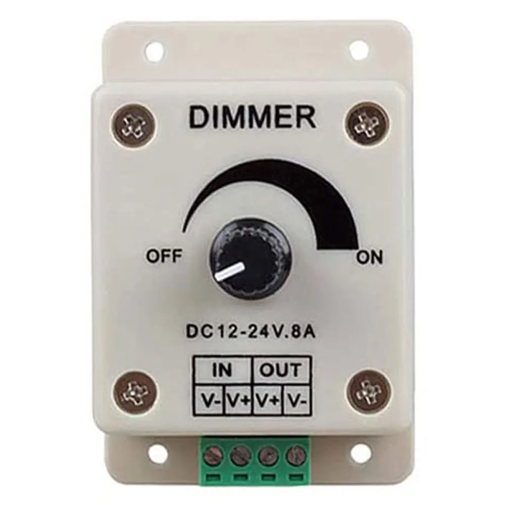 

PWM Dimmer Controller DC 12V - 24V 8A Dimmer Knob ON/OFF Switch Single Channel Adjustable Brightness Light Switch for LED Lights