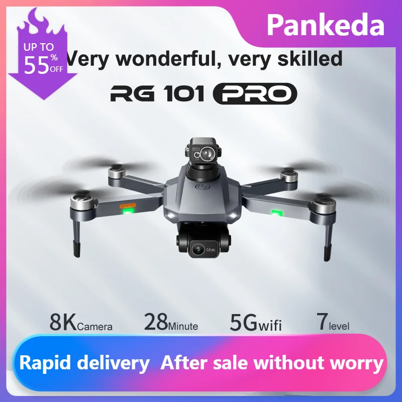 RG101 Mini Drone8K Professional Dual HD Camera Infrared Obstacle Avoidance Altitude Hold Mode Foldable RC Plane Toys Drone GPS
RG101 Mini Drone8K Professional Dual HD Camera Infrared Obstacle Avoidance Altitude Hold Mode Foldable RC Plane Toys Drone GPS
