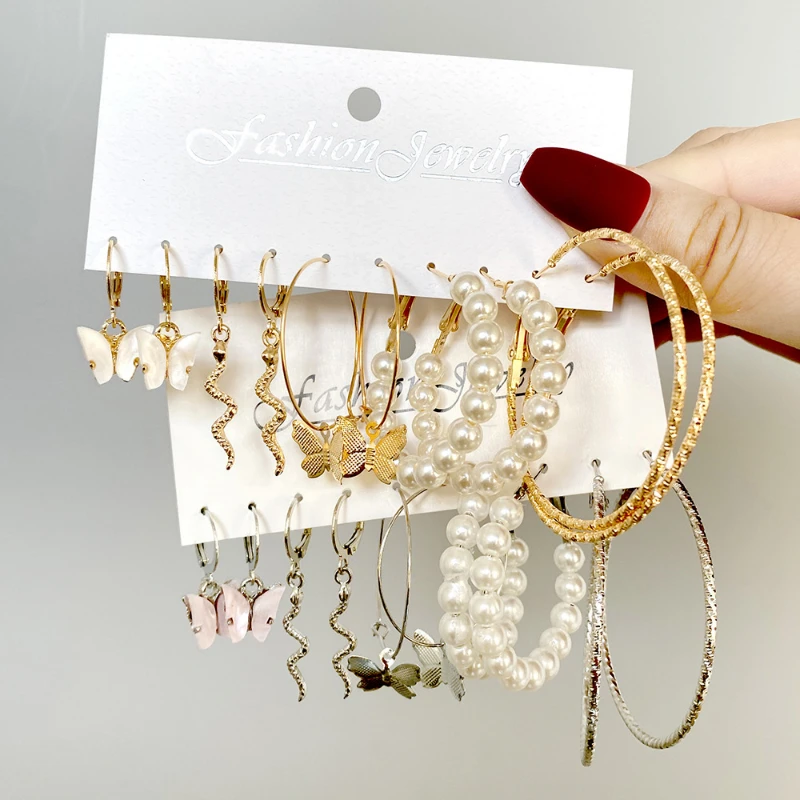 Simple Butterfly Alloy Geometric Diamond 6 Pairs Set Earrings Female Acrylic Snake Pearl Korean Drop Earings Fashion Jewelry
Simple Butterfly Alloy Geometric Diamond 6 Pairs Set Earrings Female Acrylic Snake Pearl Korean Drop Earings Fashion Jewelry