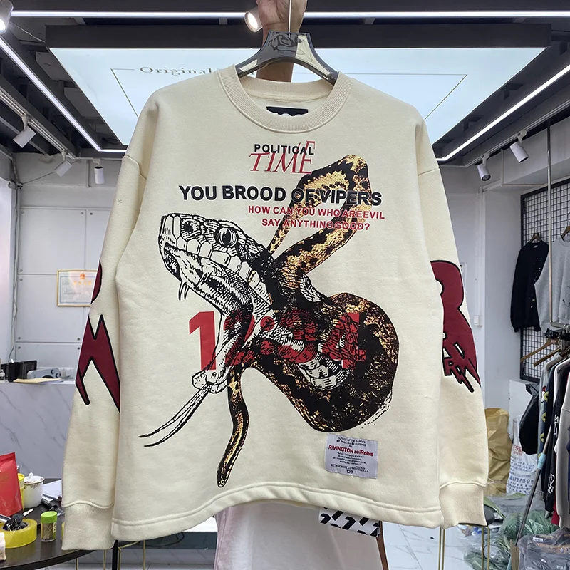 Streetwear RRR123 Sketch Snake Print Sweatshirt Men Women 1:1 High Quality Loose Retro Hoodie Round Neck Plush Pullovers
Streetwear RRR123 Sketch Snake Print Sweatshirt Men Women 1:1 High Quality Loose Retro Hoodie Round Neck Plush Pullovers