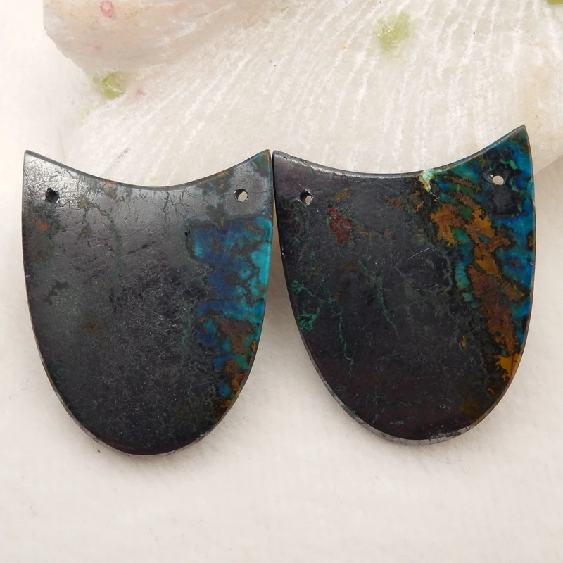 Jewelry accessories, Birthday gift,Natura Chrysocolla Stone Fashion Double Hole Earring Beads 34x29x3mm23g
Jewelry accessories, Birthday gift,Natura Chrysocolla Stone Fashion Double Hole Earring Beads 34x29x3mm23g