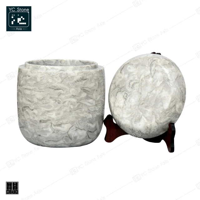 YC STONE ASIA Beautiful White Onyx Urn Natural Texture Style High Grade Granite Marble Crematorium Urn
YC STONE ASIA Beautiful White Onyx Urn Natural Texture Style High Grade Granite Marble Crematorium Urn