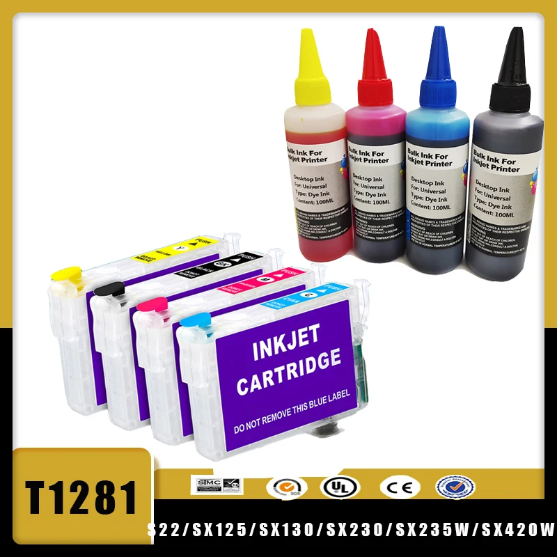 Vilaxh T1281 Refillable ink cartridge for EPSON Stylus S22/SX125/SX130/SX230/SX235W/SX420W/SX425W SX430 Printer dye ink
Vilaxh T1281 Refillable ink cartridge for EPSON Stylus S22/SX125/SX130/SX230/SX235W/SX420W/SX425W SX430 Printer dye ink