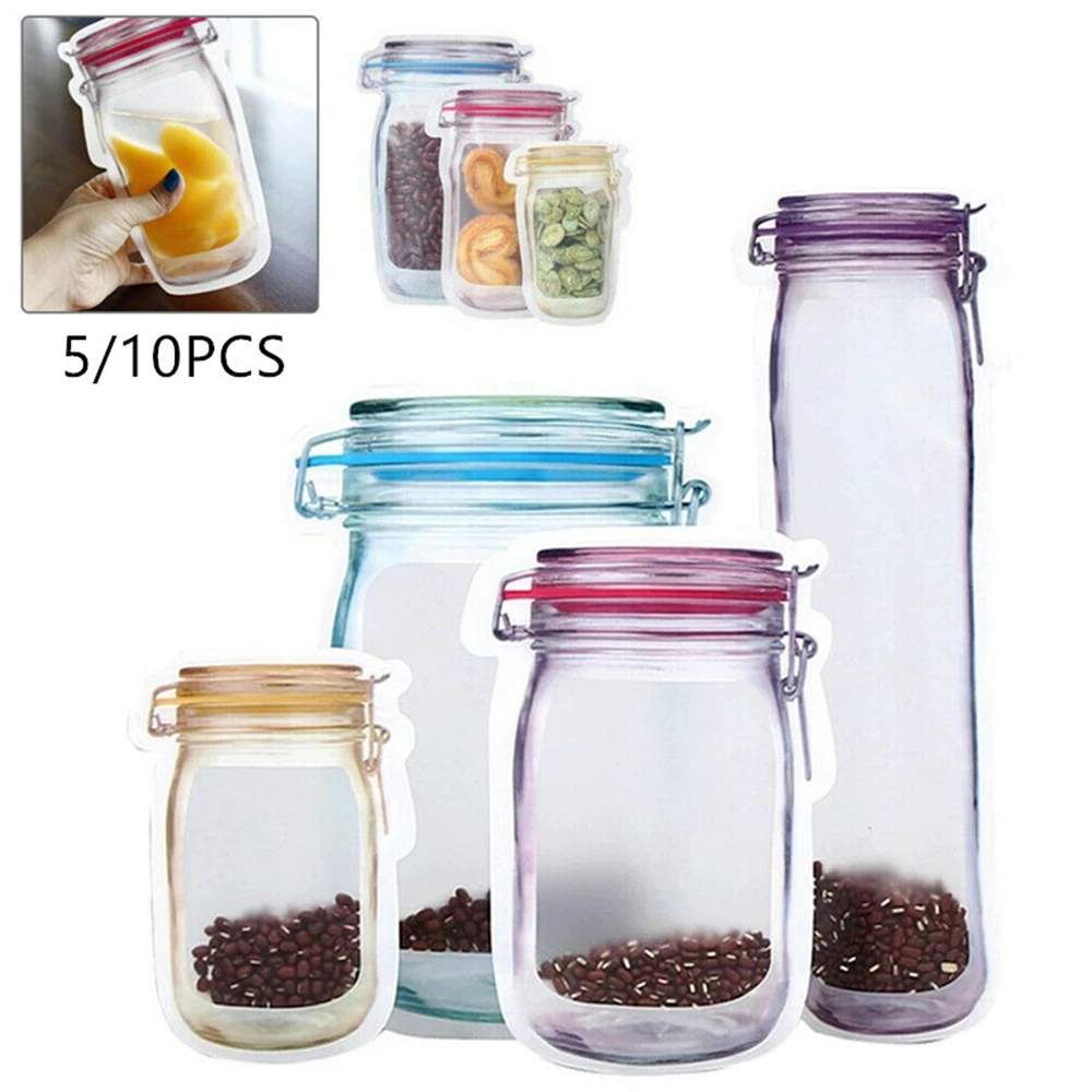5/10PCS Portable Food Storage Containers Leakproof Pastry Bag Ziplock Mason Jar Bottles Bag Reusable Food Storage Organizer
5/10PCS Portable Food Storage Containers Leakproof Pastry Bag Ziplock Mason Jar Bottles Bag Reusable Food Storage Organizer