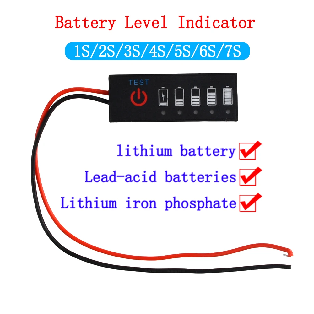 

1S 2S 3S 4S 5S 6S 3.7V-25.2V Battery Level Indicator 18650 Lipo Lithium Capacity Tester Meter Module Lithium Battery Display DIY