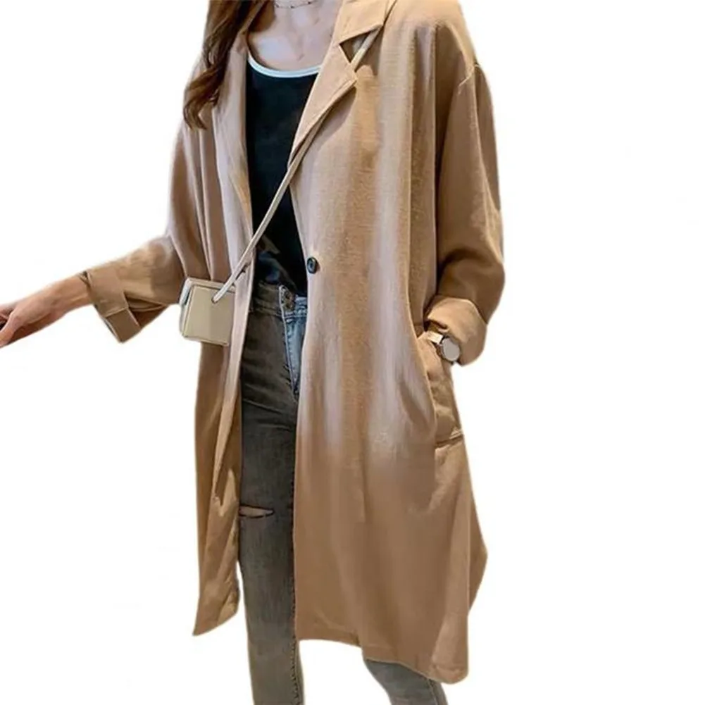 Women Pocket Coat Retro-inspired Mid-length Coat for Women Lapel Long Sleeve Single-breasted with Pockets for Spring Women
Women Pocket Coat Retro-inspired Mid-length Coat for Women Lapel Long Sleeve Single-breasted with Pockets for Spring Women