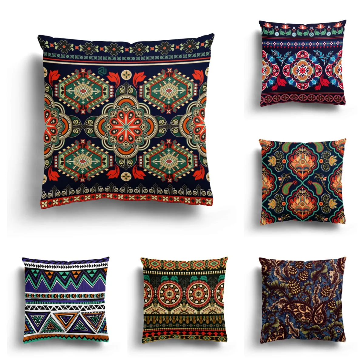 

Geometric printing plush pillowcase home decoration sofa cushion cover retro pattern pillowcase customizable patterns 60x60cm