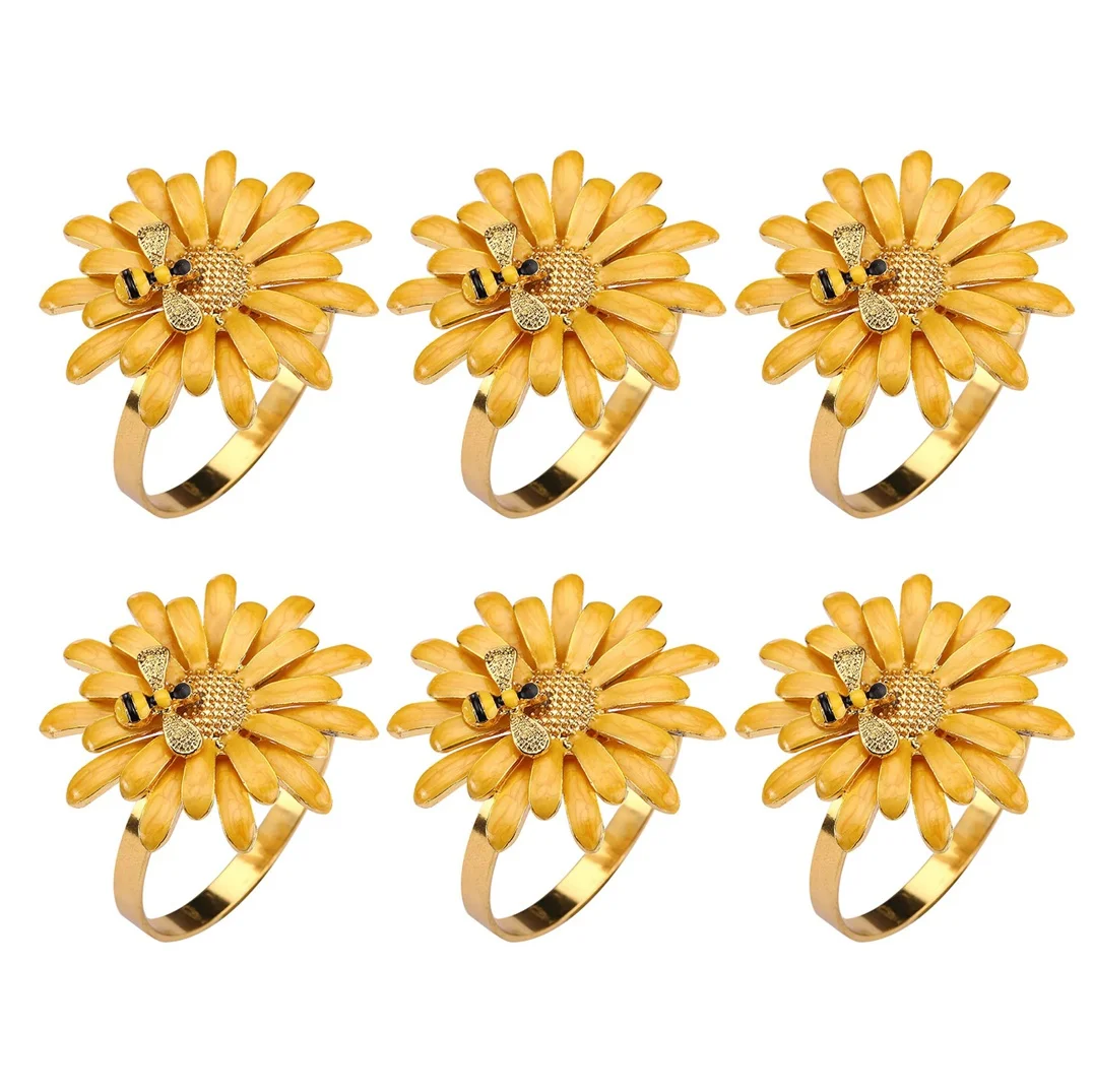 6 Pcs Daisy Flower Napkin Rings Set Bee Flower Napkin Holders Serviette Buckles for Holiday Wedding Table Decorations
6 Pcs Daisy Flower Napkin Rings Set Bee Flower Napkin Holders Serviette Buckles for Holiday Wedding Table Decorations