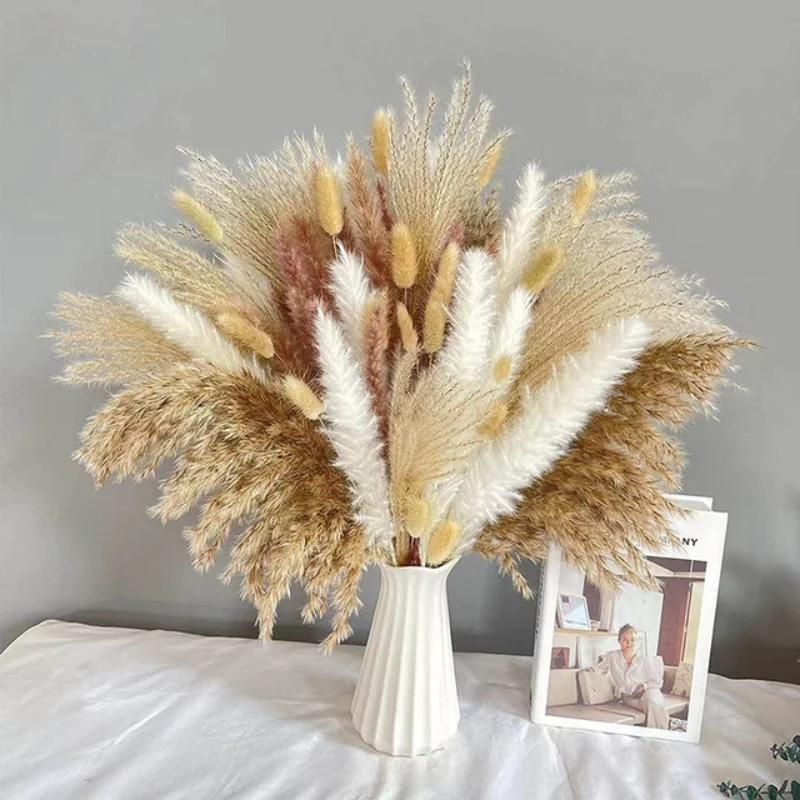 

Natural Dried Flowers Pampas Phragmites Rabbit Tail Grass Bouquet for Boho Nordic Home Decor Wheat Ears Wedding Decoration