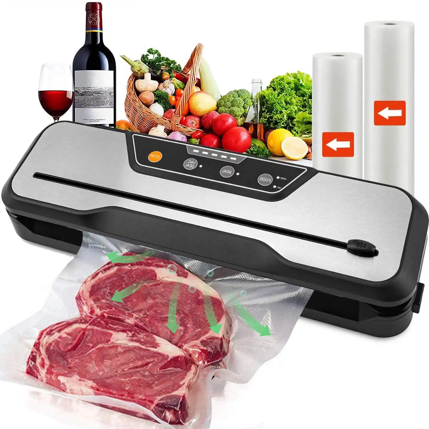 Food Vacuum Sealer Machine , Automatic Food Sealer with 2 Rolls Food Vacuum Sealer Bags for Food Preservation, Food Storage Save
Food Vacuum Sealer Machine , Automatic Food Sealer with 2 Rolls Food Vacuum Sealer Bags for Food Preservation, Food Storage Save