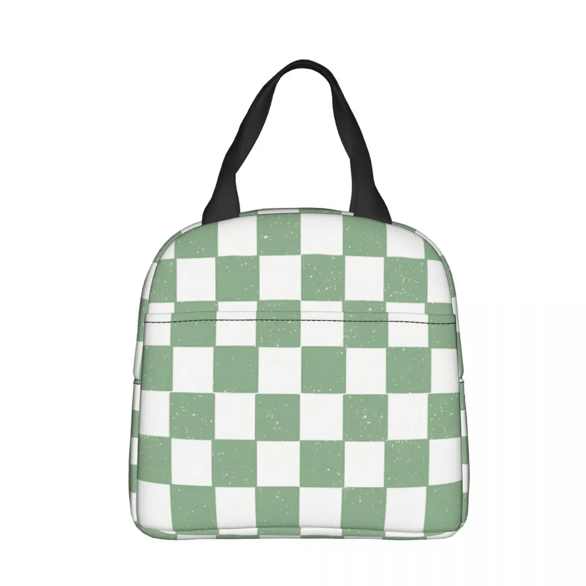 

Green And White Insulated lunch bag Lattice Women Kids Cooler Bag Thermal Portable Lunch Box Ice Pack Tote