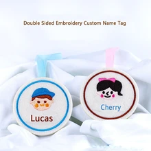 2pcs Customized Embroidery Name Felt Tag Rope Hanging On Schoolbag Clothes For Kids Childrens Avatar 2-Sides Baby Name Tag