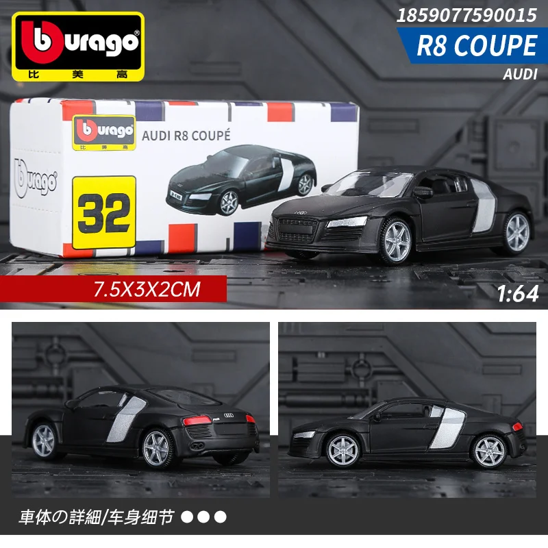 Bburago 1:64 Miniature Alloy Car Model AUDI R8 COUPE Diecast Vehicle Replica Collection Toy For Boy Gifts
Bburago 1:64 Miniature Alloy Car Model AUDI R8 COUPE Diecast Vehicle Replica Collection Toy For Boy Gifts