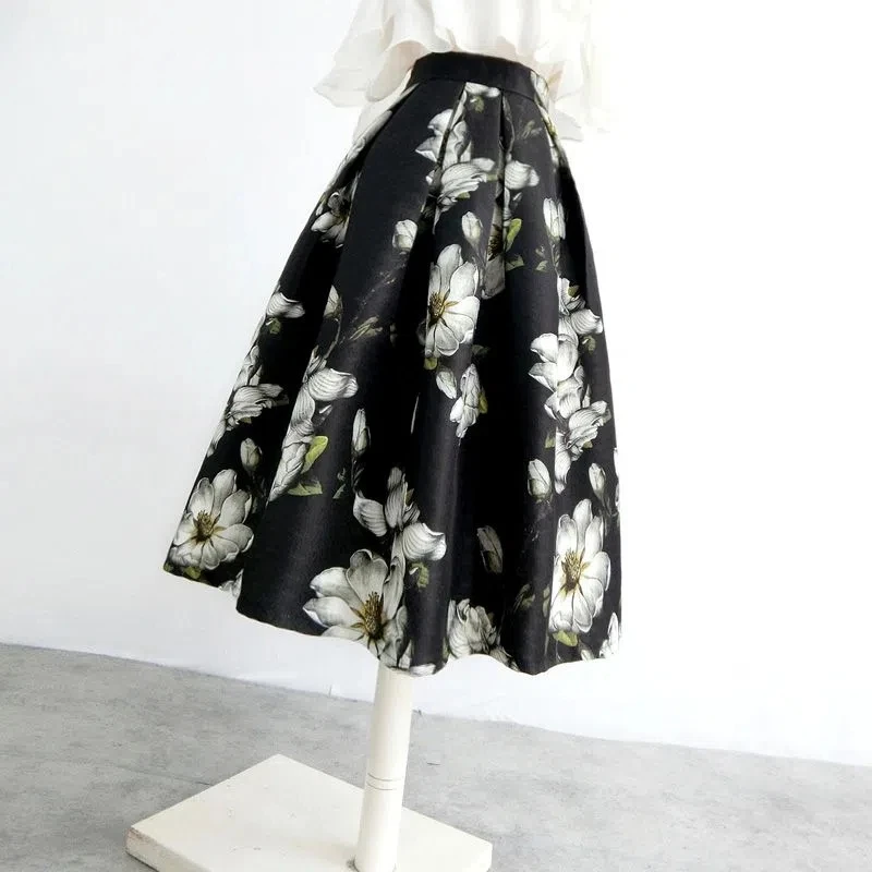 

Faldas Aesthetic 2023 Spring Autumn New Vintage Jacquard Shaggy Skirt High Waist A-line Skirts Pocket Korean Style Skirts Womens