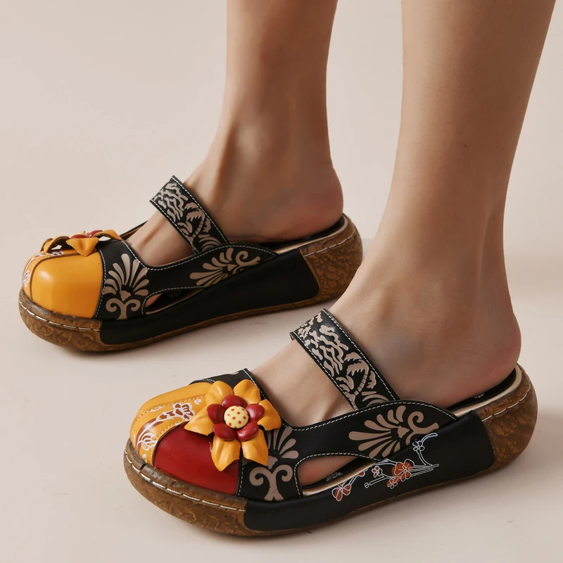 Casual Vintage Flat Shoes Women Printed Leather Bohemian Summer Beach Shoes Retro Flower Backless Slip-on Flats Zapatos
Casual Vintage Flat Shoes Women Printed Leather Bohemian Summer Beach Shoes Retro Flower Backless Slip-on Flats Zapatos