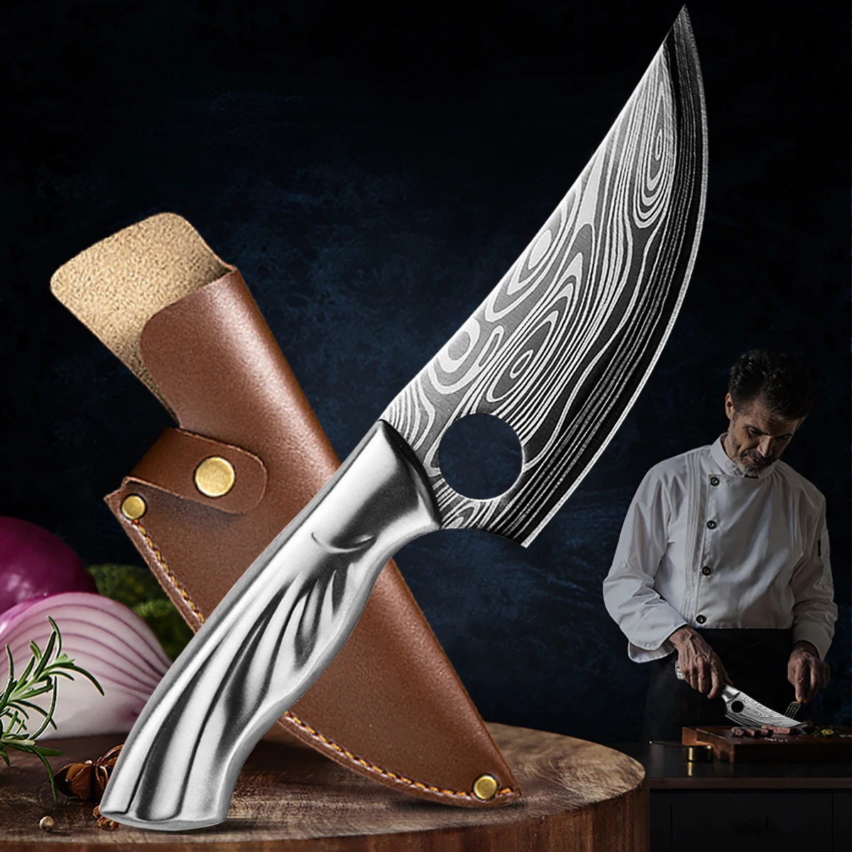 Damascus Kitchen Knife 5CR15 Stainless Steel Boning Knife Laser Pattern Kitchen Knives Japanese Knife Cleaver Cooking Tools
Damascus Kitchen Knife 5CR15 Stainless Steel Boning Knife Laser Pattern Kitchen Knives Japanese Knife Cleaver Cooking Tools