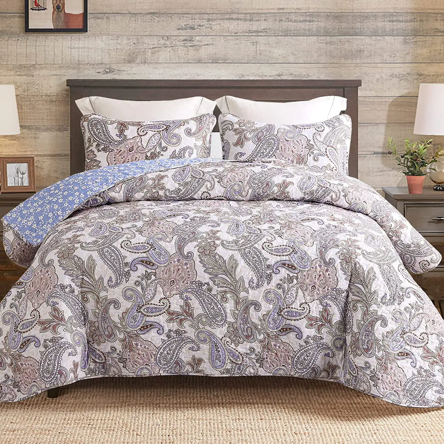 3-Piece King Size Boho Paisley Quilt Sets Reversible Lightweight Bedspreads/ Coverlets/ Bedding Set (96"x 104" Purple)
3-Piece King Size Boho Paisley Quilt Sets Reversible Lightweight Bedspreads/ Coverlets/ Bedding Set (96"x 104" Purple)