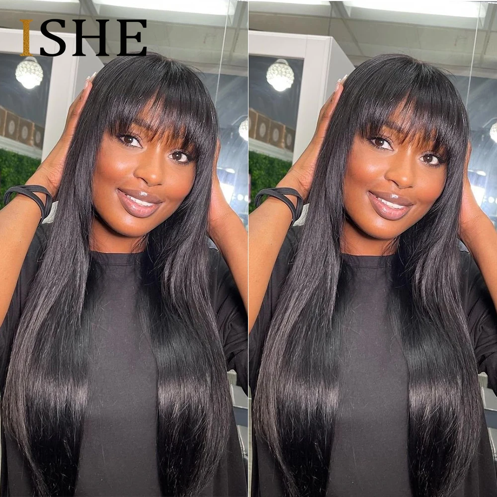 

Straight Lace Front Wig With Bangs Bob Wig Human Hair Wigs With Fringe For Women Brazilian Hair 13x4 Lace Frontal Nabeauty Hair